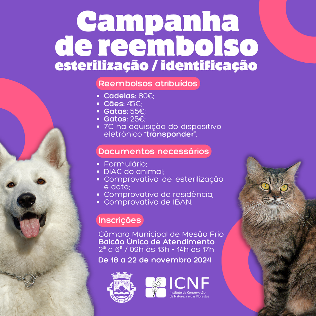 Apoio à esterilização, identificação eletrónica e registo de animais de companhia